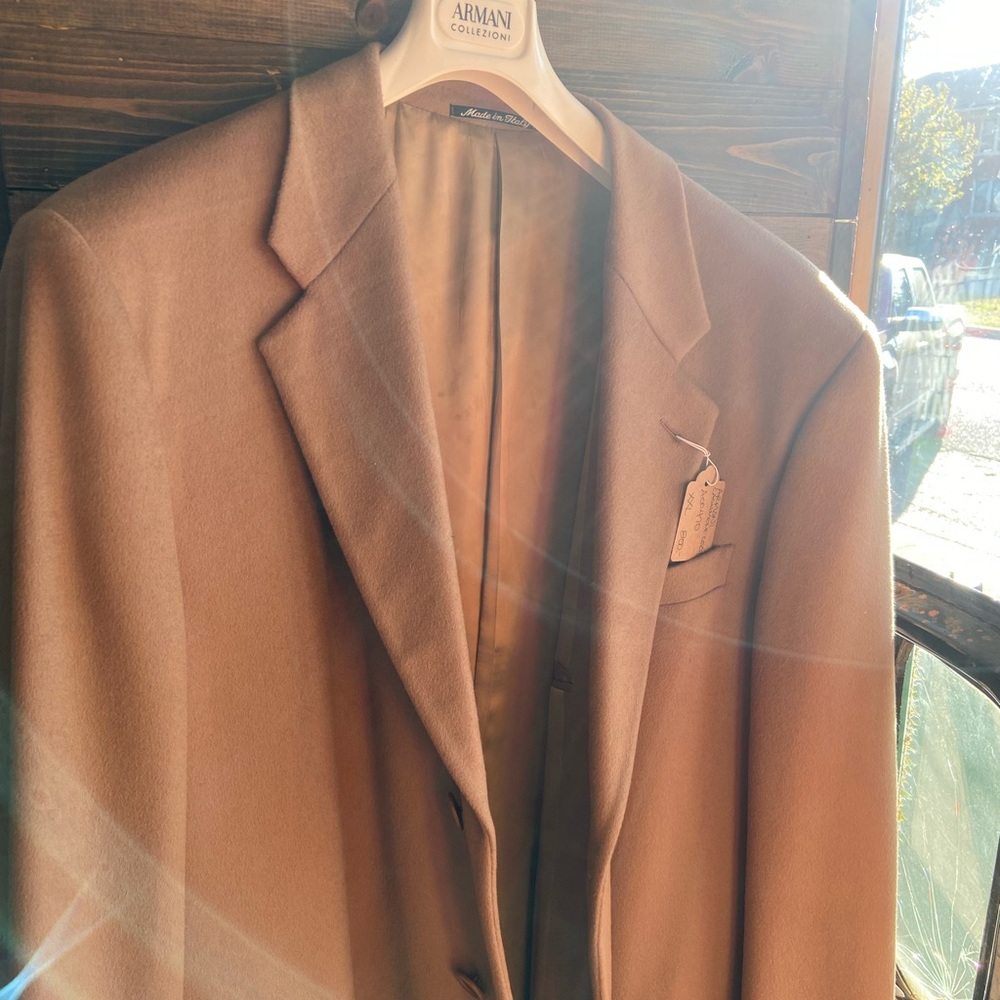 Tan cashmere Armani long coat very nice